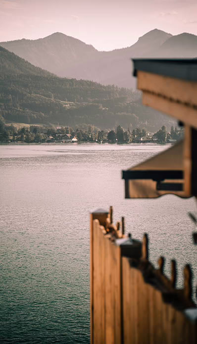 Ausblick von der Seeterrasse auf den Wolfgangsee